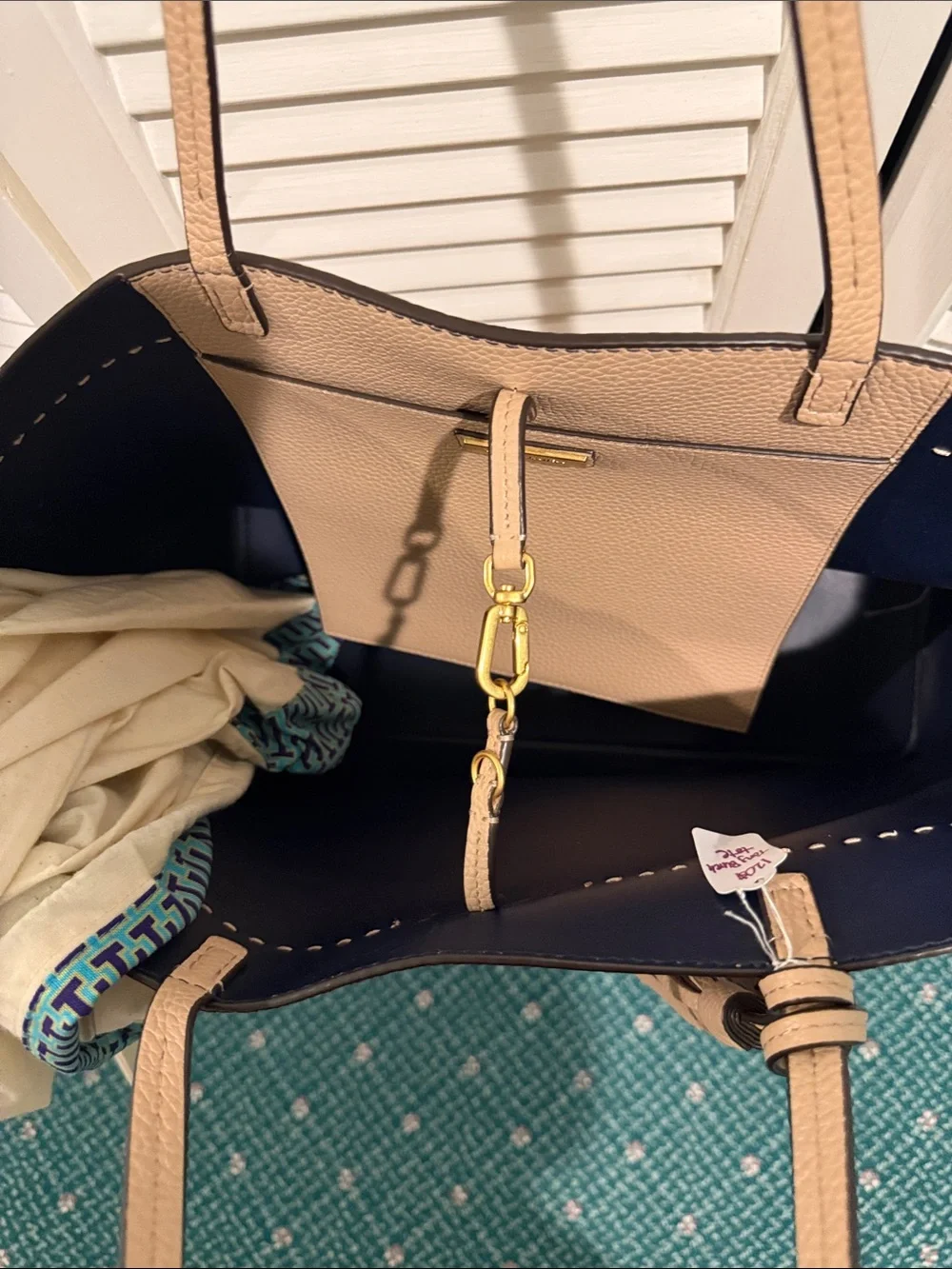 Tory Burch Beige Leather Tassel Tote